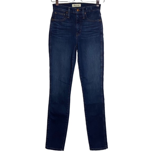 Madewell 10" High Rise Skinny Medium Blue Wash Stretch Whiskers Jeans Denim 24 - Picture 2 of 16
